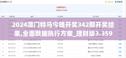 2024澳门特马今晚开奖342期开奖结果,全面数据执行方案_理财版3.359