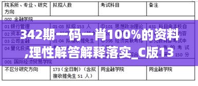 342期一码一肖100%的资料,理性解答解释落实_C版13.898