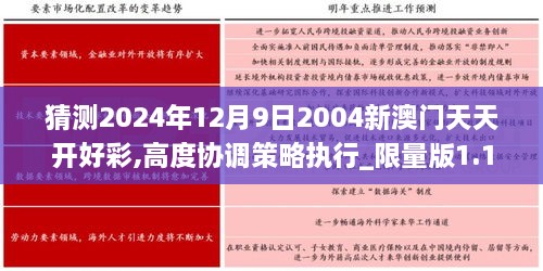 猜测2024年12月9日2004新澳门天天开好彩,高度协调策略执行_限量版1.179