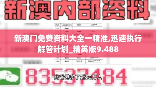 新澳门免费资料大全一精准,迅速执行解答计划_精英版9.488