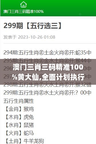 澳门三肖三码精准100%黄大仙,全面计划执行_pack4.389