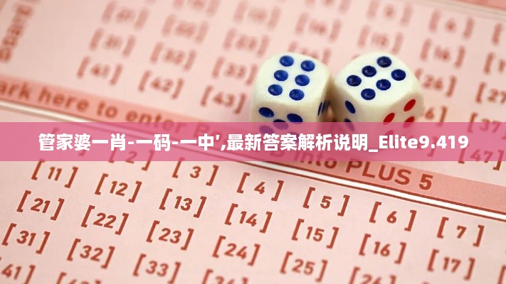 管家婆一肖-一码-一中′,最新答案解析说明_Elite9.419