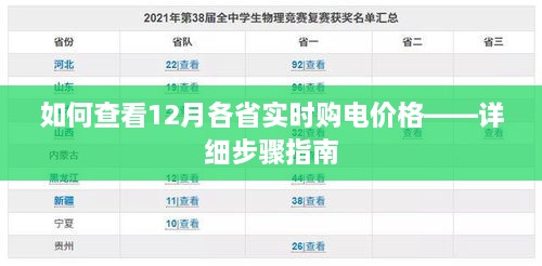 详细步骤指南，如何查看12月各省实时购电价格