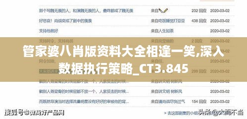 管家婆八肖版资料大全相逢一笑,深入数据执行策略_CT3.845