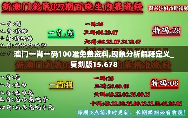 澳门一肖一码100准免费资料,现象分析解释定义_复刻版15.678