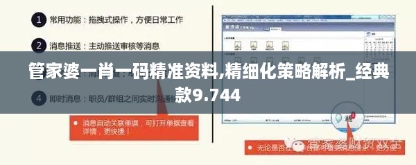 管家婆一肖一码精准资料,精细化策略解析_经典款9.744