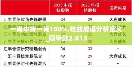 一肖中持一肖100%,收益成语分析定义_限量款2.813