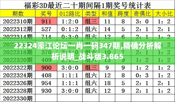 22324濠江论坛一肖一码347期,精确分析解析说明_战斗版3.865