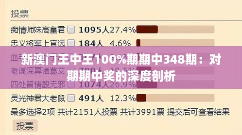 新澳门王中王100%期期中348期：对期期中奖的深度剖析