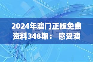 2024年澳门正版免费资料348期： 感受澳门科技革新的力量