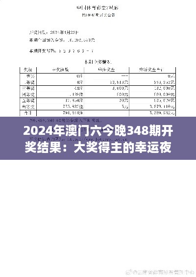 2024年澳门六今晚348期开奖结果：大奖得主的幸运夜