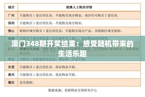 澳门348期开奖结果：感受随机带来的生活乐趣