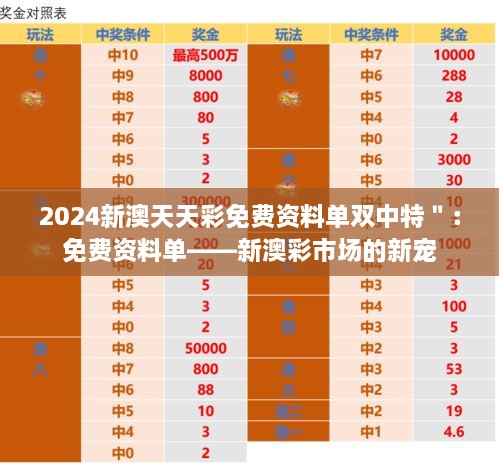 2024新澳天天彩免费资料单双中特＂：免费资料单——新澳彩市场的新宠