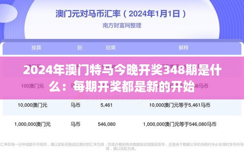 2024年澳门特马今晚开奖348期是什么：每期开奖都是新的开始