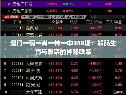 澳门一码一肖一恃一中348期：解码生肖与彩票的神秘联系