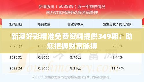 新澳好彩精准免费资料提供349期：助您把握财富脉搏