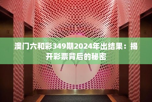 澳门六和彩349期2024年出结果：揭开彩票背后的秘密