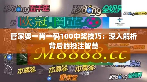 管家婆一肖一码100中奖技巧：深入解析背后的投注智慧