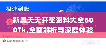 新奥天天开奖资料大全600Tk,全面解析与深度体验_经典款3.800