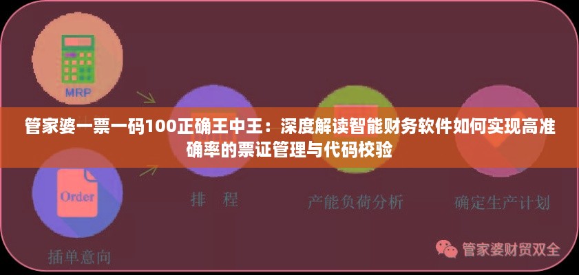 管家婆一票一码100正确王中王：深度解读智能财务软件如何实现高准确率的票证管理与代码校验