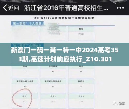 新澳门一码一肖一特一中2024高考353期,高速计划响应执行_Z10.301