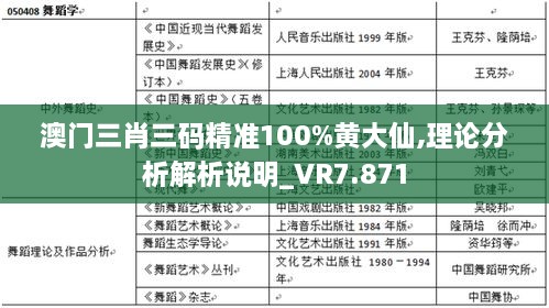 澳门三肖三码精准100%黄大仙,理论分析解析说明_VR7.871