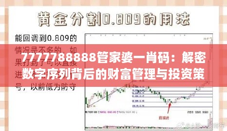 7777788888管家婆一肖码：解密数字序列背后的财富管理与投资策略