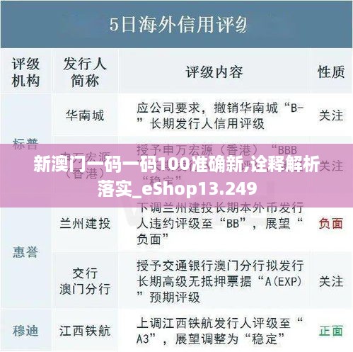 新澳门一码一码100准确新,诠释解析落实_eShop13.249