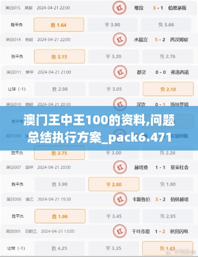 澳门王中王100的资料,问题总结执行方案_pack6.471