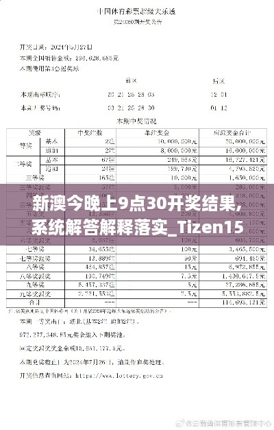 新澳今晚上9点30开奖结果,系统解答解释落实_Tizen15.391