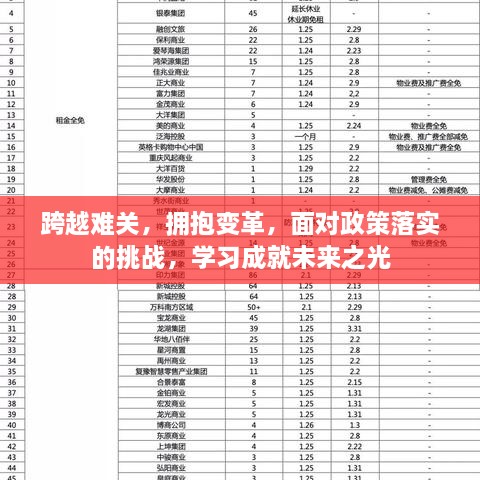 面对政策落实挑战，学习成就未来之光，跨越难关拥抱变革