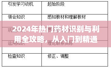 从入门到精通，2024年热门药材识别与利用全攻略大揭秘