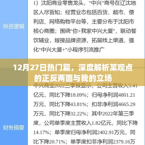 深度解析某观点正反两面，我的立场与热门篇的探讨