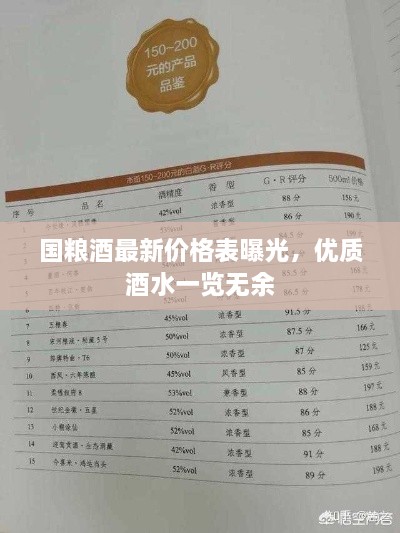 国粮酒最新价格表曝光，优质酒水一览无余