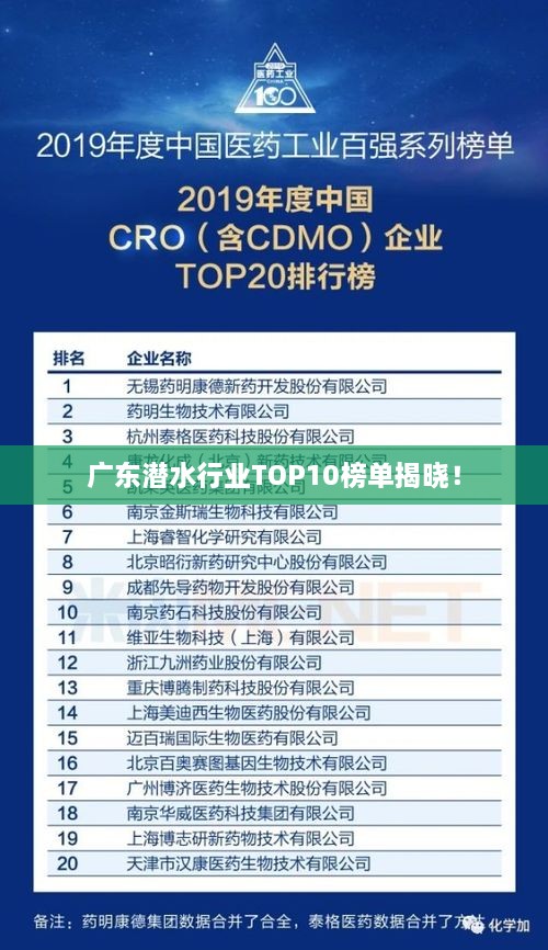 广东潜水行业TOP10榜单揭晓！