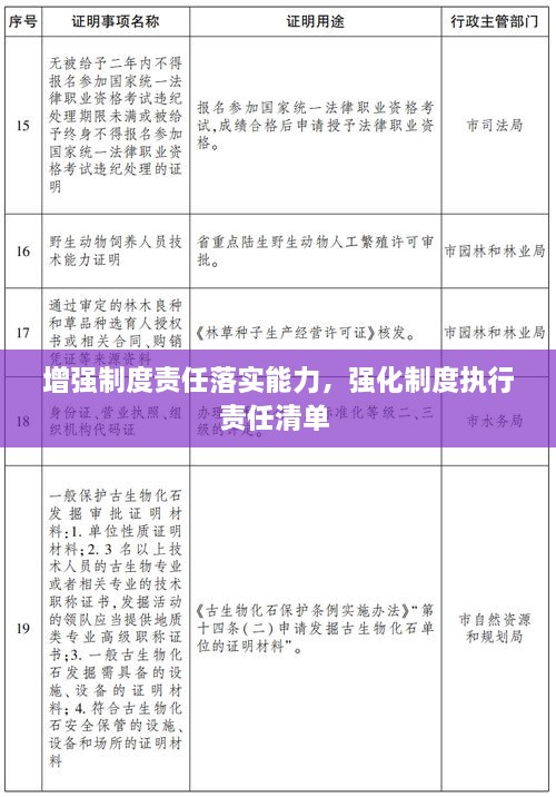 增强制度责任落实能力，强化制度执行责任清单 