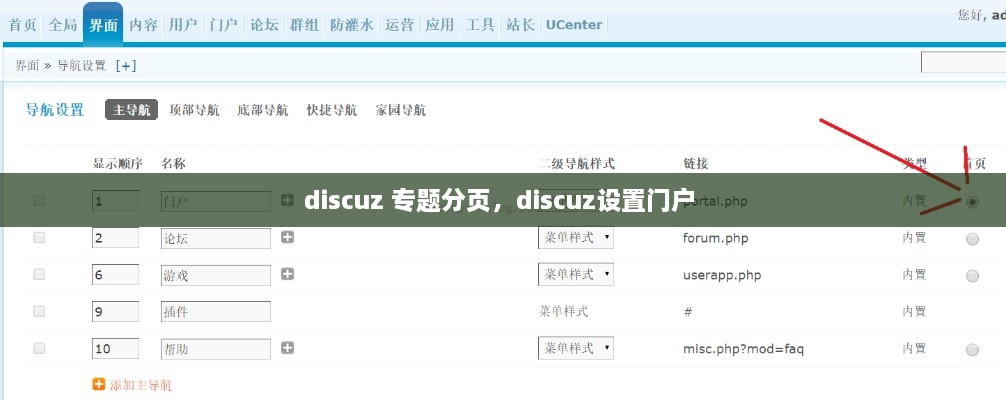 discuz 专题分页，discuz设置门户 