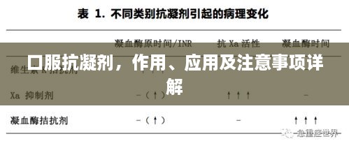 口服抗凝剂，作用、应用及注意事项详解