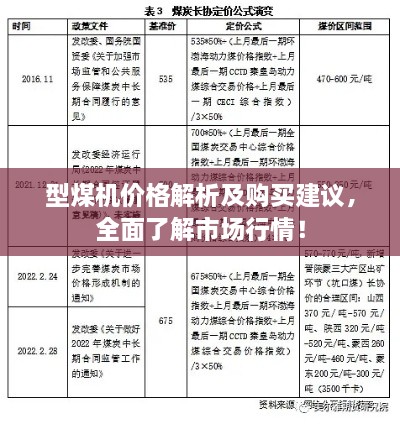 型煤机价格解析及购买建议，全面了解市场行情！