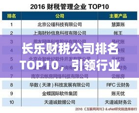 长乐财税公司排名TOP10，引领行业发展的领军者