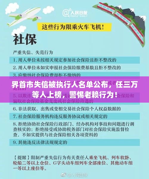 界首市失信被执行人名单公布，任三万等人上榜，警惕老赖行为！