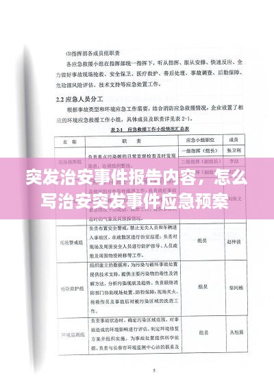 突发治安事件报告内容，怎么写治安突发事件应急预案 