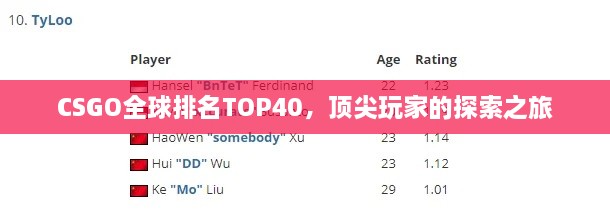 CSGO全球排名TOP40，顶尖玩家的探索之旅