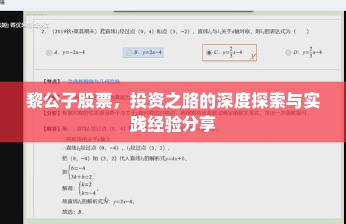 黎公子股票，投资之路的深度探索与实践经验分享