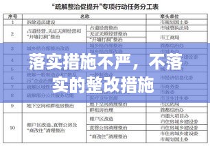 落实措施不严，不落实的整改措施 