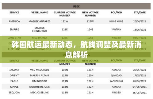 韩国航运最新动态，航线调整及最新消息解析