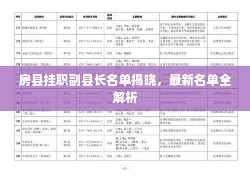 房县挂职副县长名单揭晓，最新名单全解析