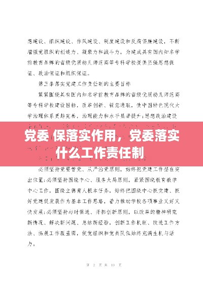 党委 保落实作用，党委落实什么工作责任制 