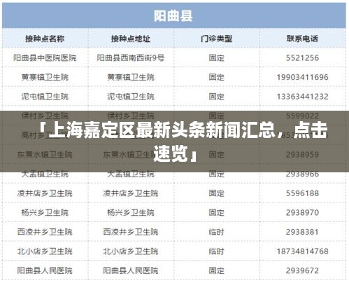 「上海嘉定区最新头条新闻汇总，点击速览」