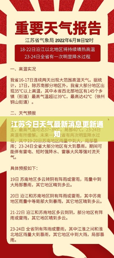 江苏今日天气最新消息更新通知